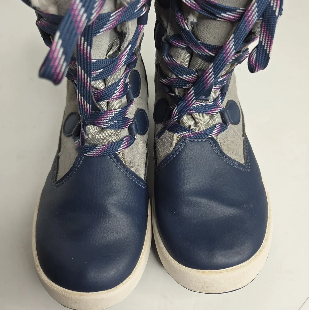 Merrell Kids Heidi Waterproof Winter Snow Boots Gray Navy Size 12